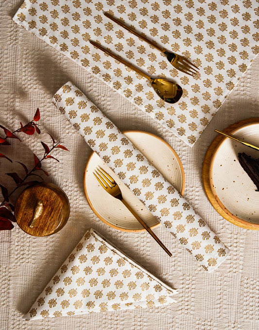 Set of 6 - 16" - Decortive Floral 100% Cotton Table Napkins