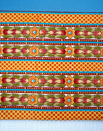 Blue Solid Runner With Printed Border