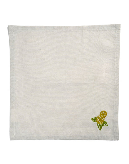 Set Of 4 - 10" Lemon Embroidered Cocktail Napkin/ Party Napkins