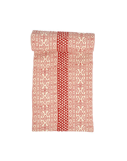 Red Block Printed Cotton Table Runner