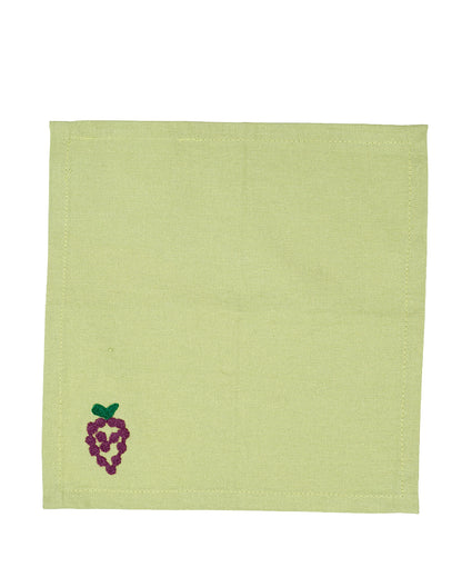 Set Of 4 - 8" Cocktail Grape Embroidered Napkins