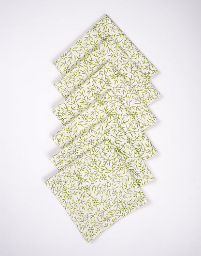 Set Of 6 - 10" Printed Cotton Napkins/ Small Napkins