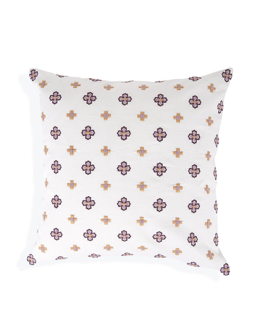 Set Of 2 - Purple Embroidered Cushion Cover - 16"X16"