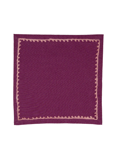 Set Of 4 - 8" Embroidered Cocktail Napkins/ Party Napkins