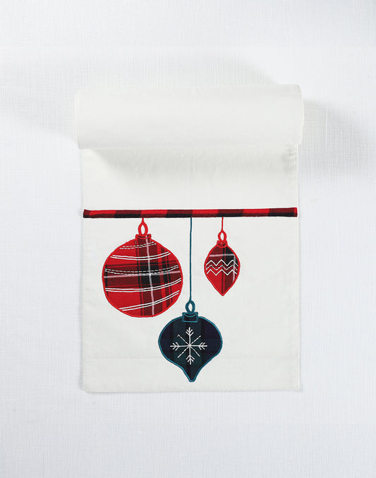 Christmas Bell White Center Table Runner