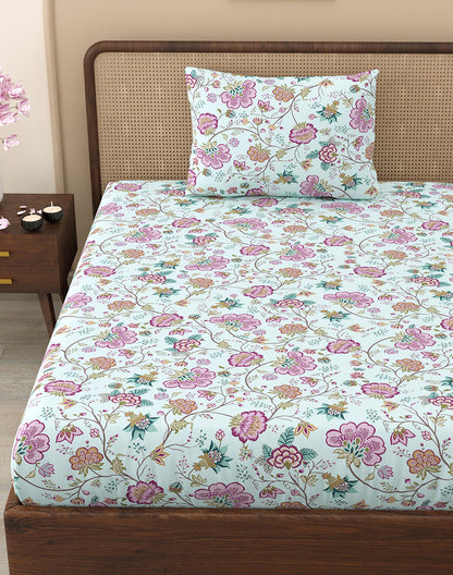 Multicolor Floral Bedsheet Set with Pillow Cover
