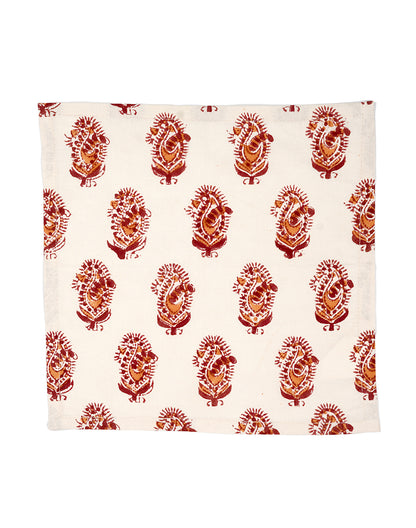 Set Of 6 - 10" Paisley Print Cotton Napkin/ Small Napkin