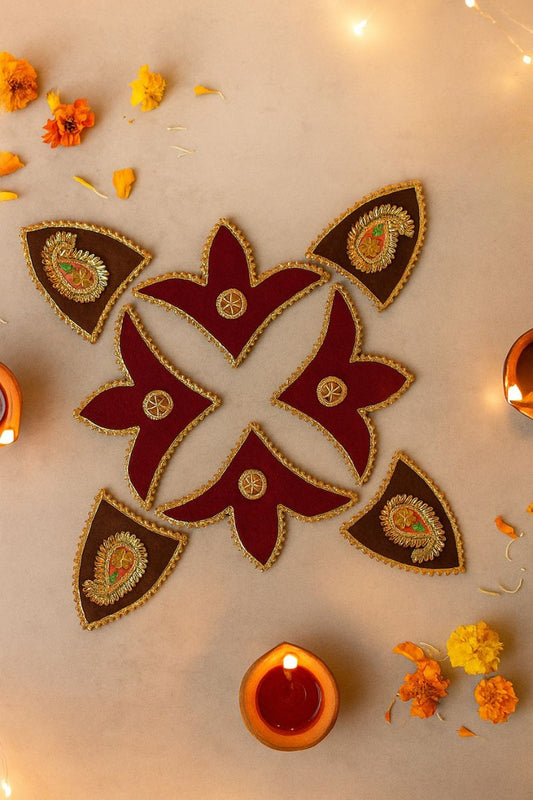 Handmade Gota Diwali Fabric Reuseable Rangoli
