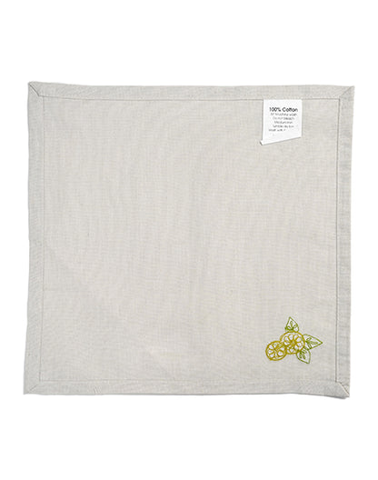 Set Of 4 - 10" Lemon Embroidered Cocktail Napkin/ Party Napkins