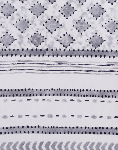 King Size - Geometric Print Cotton Bedsheet Set with 2 Pillow Covers