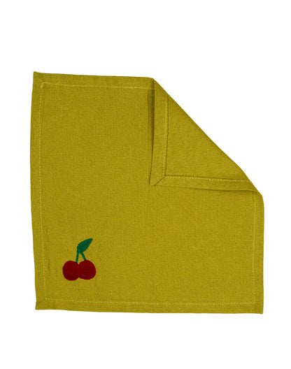 Set Of 4 - 8" Cherry Embroidered Cocktail Napkins/ Party Napkins