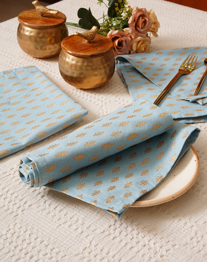 Set of 6 - 16" Blue Decorative 100% Cotton Table Napkins