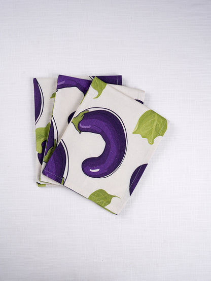 Set of 3 - Bringal Print Cotton Kitchen Towel/ Tea Towel