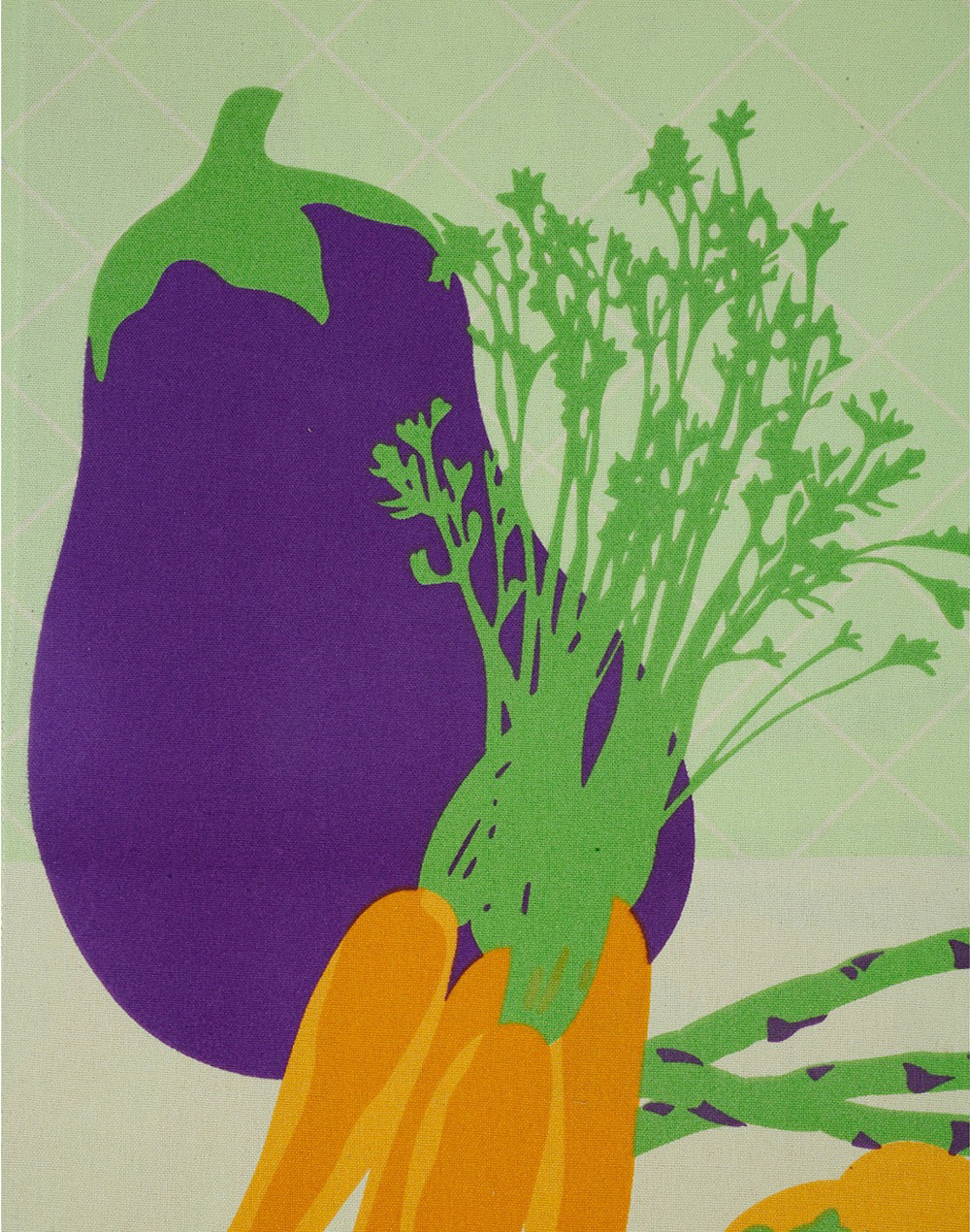 Set of 4 - Green Vegetable Cotton Kitchen Towel/ Dish Towel