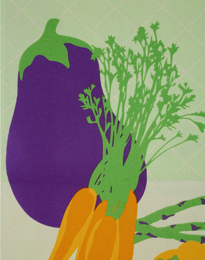 Set of 4 - Green Vegetable Cotton Kitchen Towel/ Dish Towel