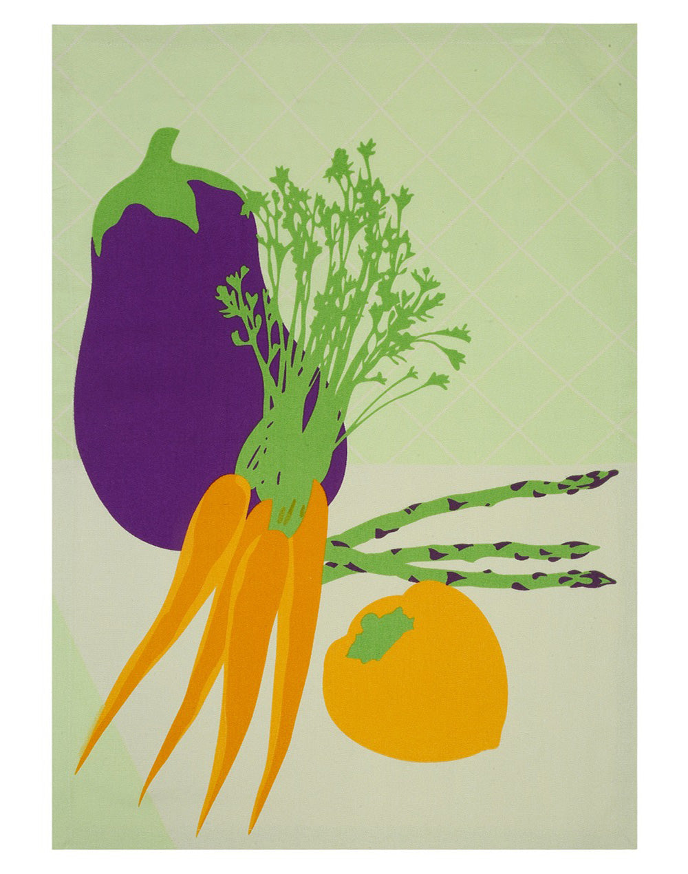 Set of 4 - Green Vegetable Cotton Kitchen Towel/ Dish Towel