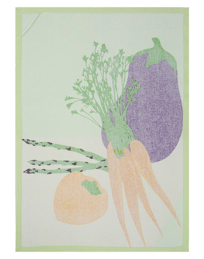 Set of 4 - Green Vegetable Cotton Kitchen Towel/ Dish Towel