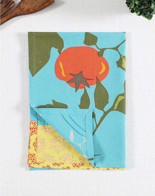 Set of 3 - Blue Tomatoes Cotton Reusable Kitchen Towel