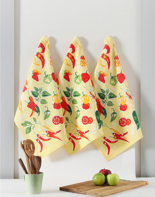 Set of 3 - Yellow Hanging Kitchen Towels