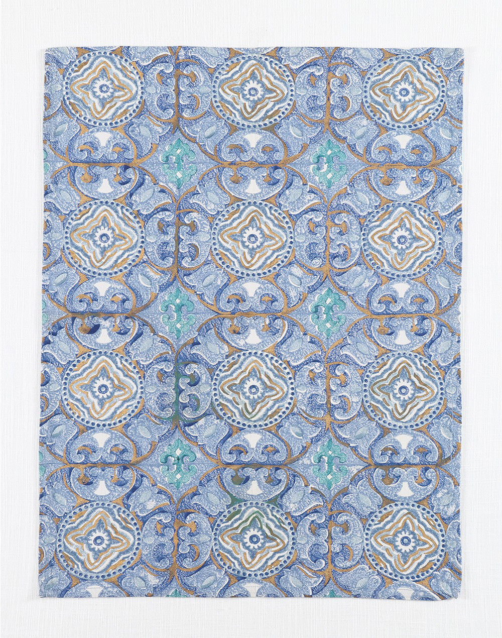 Set of 3 - Blue Printed Cotton Kitchen Towel