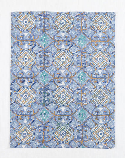 Set of 3 - Blue Printed Cotton Kitchen Towel