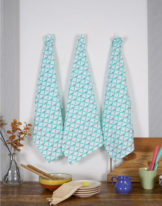 Set of 3 - Printed Cotton Kitchen Towel