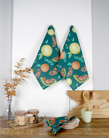 Set of 3 - Zesty Cotton Dark Color Kitchen Towel