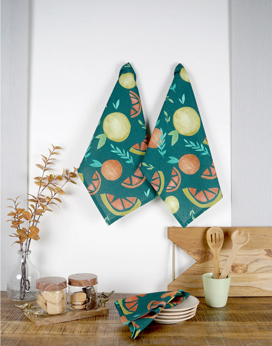 Set of 3 - Zesty Cotton Dark Color Kitchen Towel