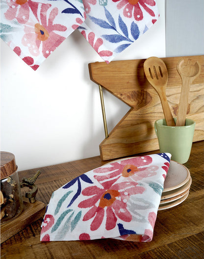 Set of 3 - Bold Floral Cotton Kitchen Towel/ Tea Towel