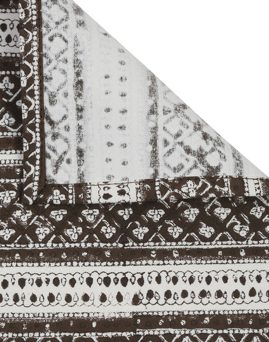 Set of 4- Brown Cotton Printed Table Mat