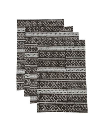 Set of 4- Brown Cotton Printed Table Mat