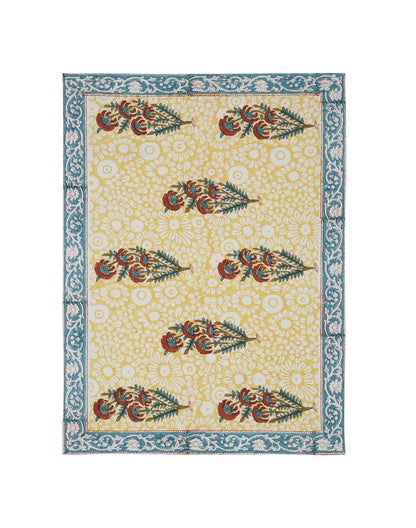 Set of 4- Yellow 100% Cotton Printed Placemat