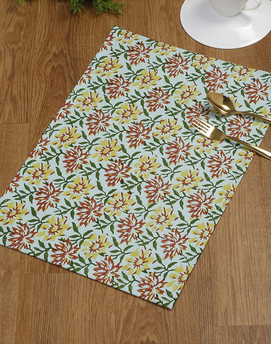 Set of 4- Blue Printed Placemat 100% cotton