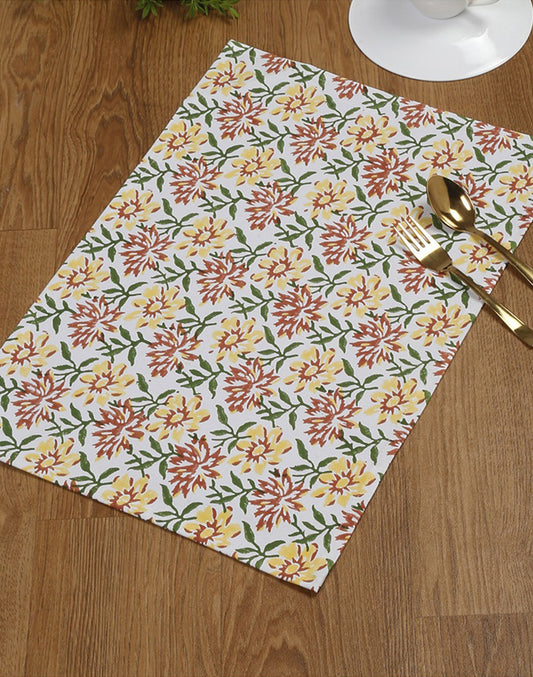Set of 4 - Floral Cotton Placemat