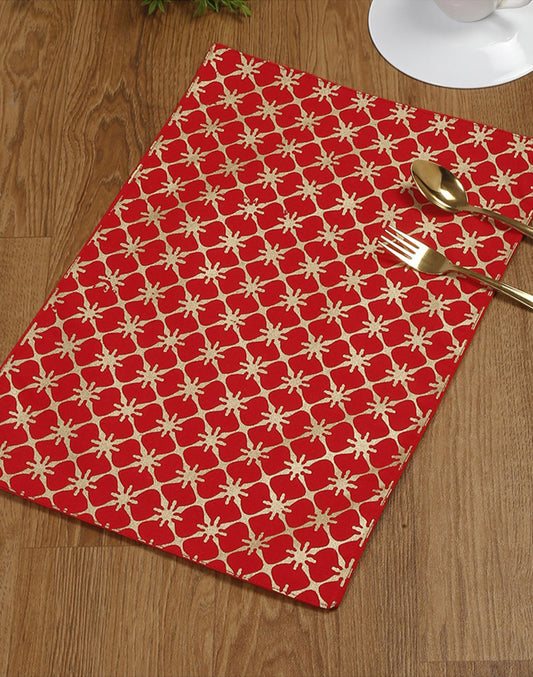 Set of 4 - Decorative Red Table Mats