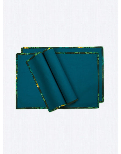 Set of 4- Blue Cotton Solid Placemat