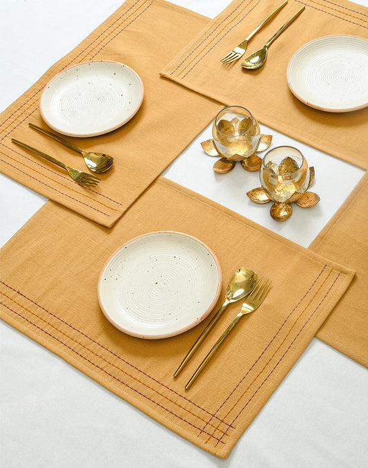 Set of 4- Solid Embroidered Placemat