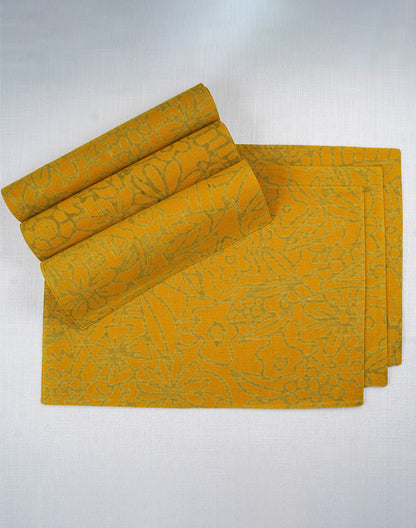 Set of 6 - Yellow Floral Placemat
