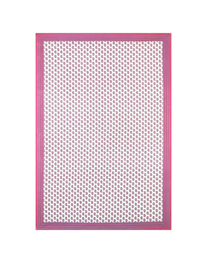 Pink Block Printed Cotton 6 Seater Table Cover