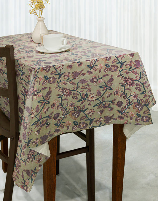 Green Cotton Floral Table Cover