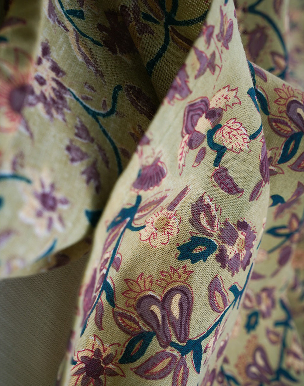 Green Cotton Floral Table Cover