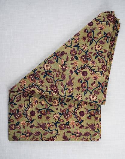 Green Cotton Floral Table Cover