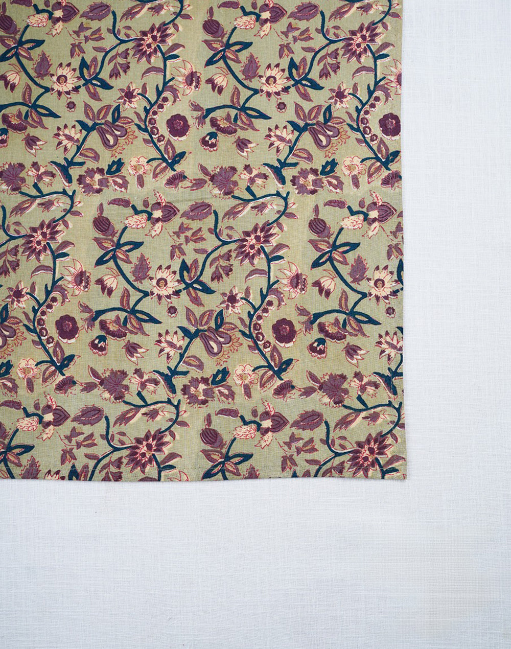 Green Cotton Floral Table Cover