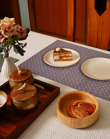 Set of 6- Purple cotton printed table mat