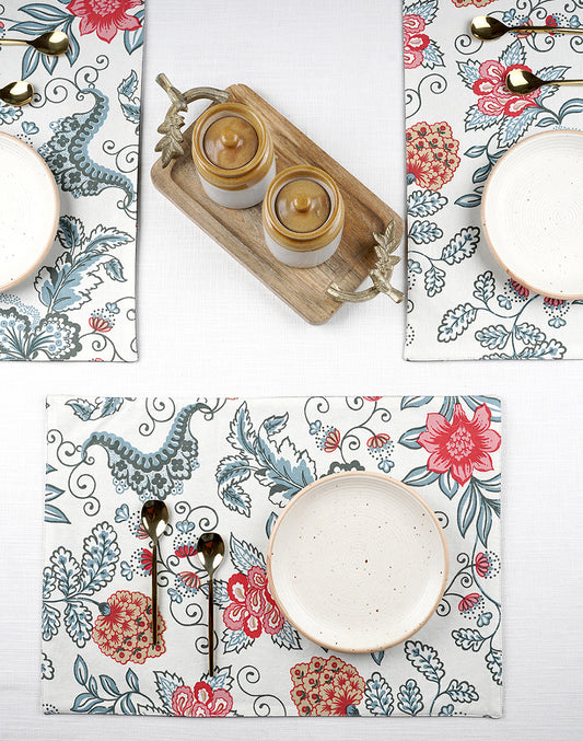 Set of 4 - Floral Cotton Table Placemat