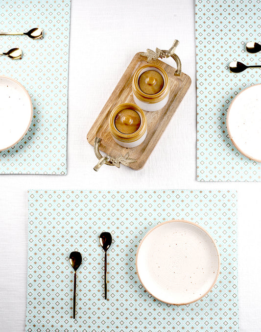 Set of 4 - Decortaive Gold Print Placemat