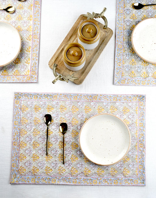 Set of 4 - Block Print Table Mats