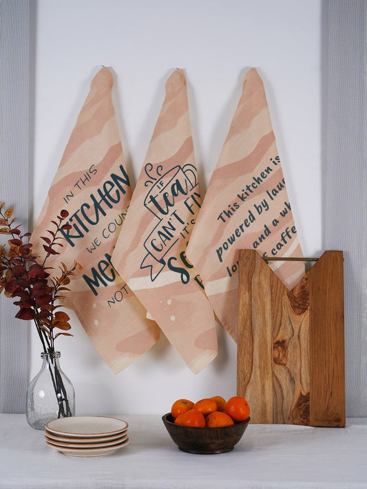 Set of 3 - PInk Cotton Tea Towel/ Kitchen Towel
