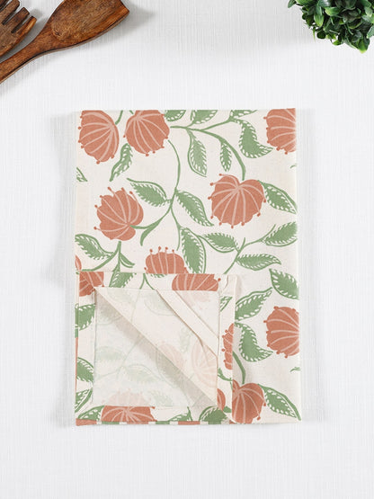 Set of 3 - Orange Floral Multipurpose Tea Towel/ Kitchen Towel