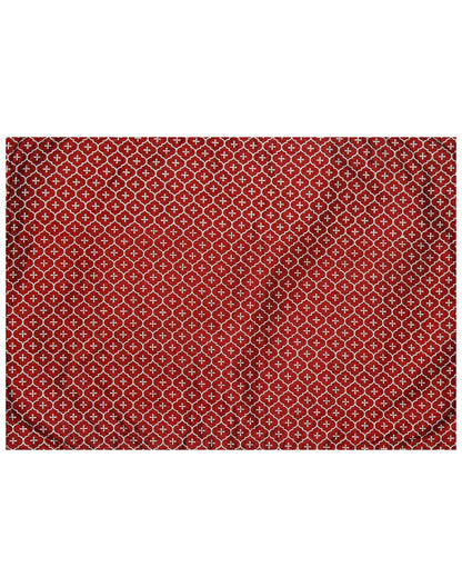 Set Of 6 - Red Gold Printed Decorative Placemat Set